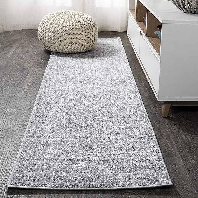 JONATHAN Y Haze Solid Low-Pile Light Gray Runner Rug 2x14, Coastal,Bohemian,Minimalist,Classic, Easy-Cleaning for Living Room,Bedroom,Kitchen,Pet Friendly,Non-Shedding (SEU100K-214)