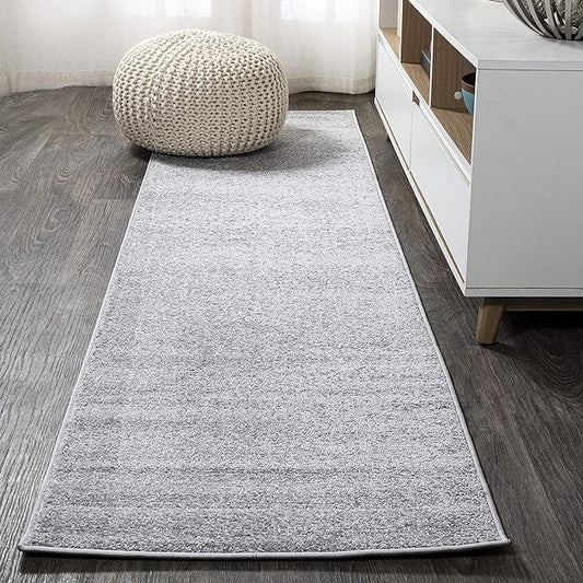 JONATHAN Y Haze Solid Low-Pile Light Gray Runner Rug 2x14, Coastal,Bohemian,Minimalist,Classic, Easy-Cleaning for Living Room,Bedroom,Kitchen,Pet Friendly,Non-Shedding (SEU100K-214)