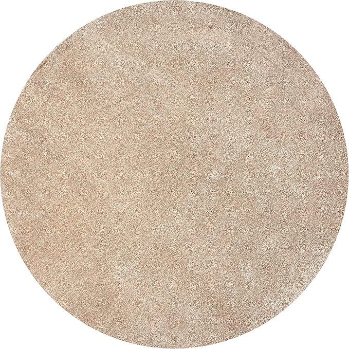 JONATHAN Y Haze Solid Low-Pile Beige 8' Round Indoor Area Rug, Coastal,Bohemian,Minimalist,Classic, Easy-Cleaning for Living Room,Bedroom,Kitchen,Pet Friendly,Non-Shedding (SEU100G-8R)