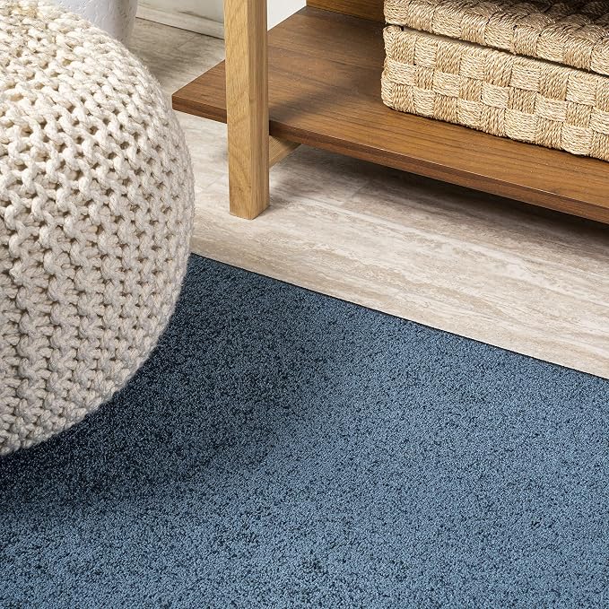 JONATHAN Y Haze Solid Low-Pile Navy 5x5 Square Indoor Area Rug, Coastal,Bohemian,Minimalist,Classic, Easy-Cleaning for Living Room,Bedroom,Kitchen,Pet Friendly,Non-Shedding (SEU100C-5SQ)