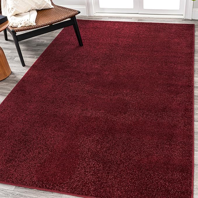 JONATHAN Y Haze Solid Low-Pile Dark Red Indoor Area Rug 5x8, Coastal,Bohemian,Minimalist,Classic, Easy-Cleaning for Living Room,Bedroom,Kitchen,Pet Friendly,Non-Shedding (SEU100Q-5)