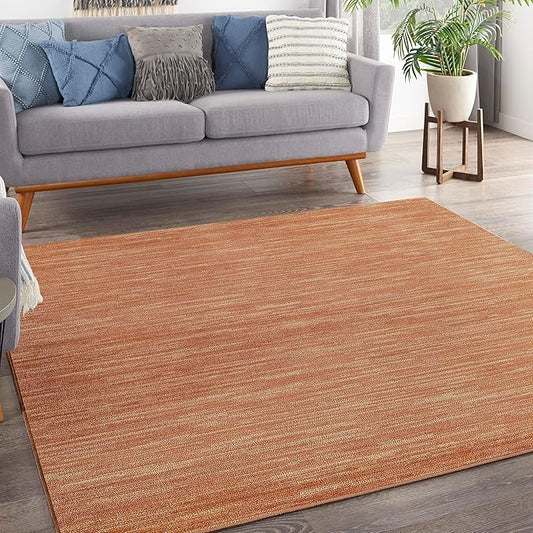 Nourison Home Nourison Essentials Rust 7' x Square Area Rug - Easy Clean, Non Shedding, Bed Room, Living Room, Dining Room, Kitchen (7' x Square)