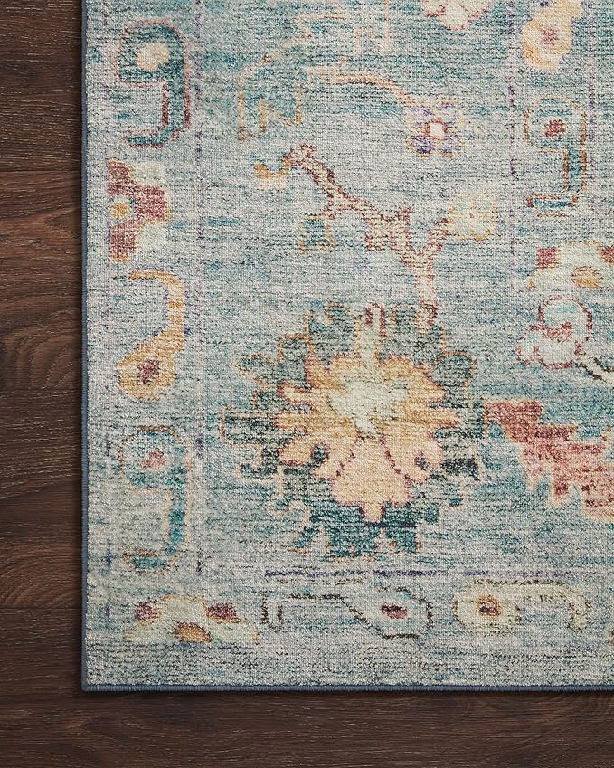 Loloi Margot Collection MAT-06 Denim/Multi 7'-6" x 9'-6" Area Rug feat. CloudPile, No-Shed Easy Clean Large Patterned Area Rug for Living Room, Bedroom, Dining Area