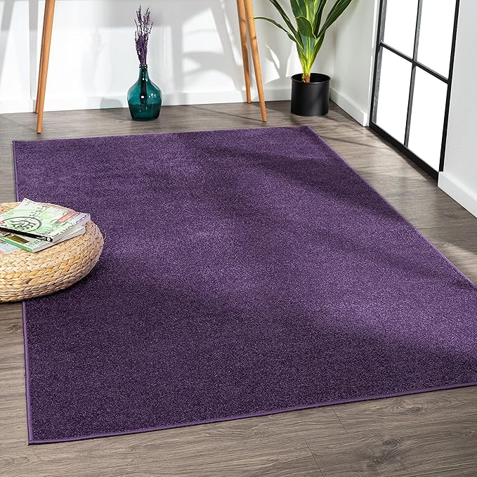 JONATHAN Y Haze Solid Low-Pile Purple Indoor Area Rug 6x9, Coastal,Bohemian,Minimalist,Classic, Easy-Cleaning for Living Room,Bedroom,Kitchen,Pet Friendly,Non-Shedding (SEU100N-6)