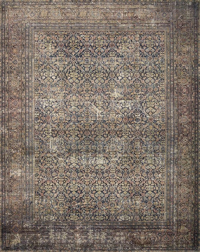 Loloi Amber Lewis Morgan Collection MOG-03 Denim/Multi 2'-3" x 7'-6" 38" Thick Runner Rug feat. CloudPile, Neutral, Room Décor, Vintage Inspired, Livingroom, Bedroom, Dining Area
