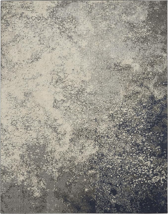 Nourison Home Passion Charcoal/Ivory 6'7'' x 9'6'' Area-Rug, Modern, Abstract, Easy-Cleaning, Non Shedding, Bed Room, Living Room, Dining Room, Kitchen, (7' x 10')