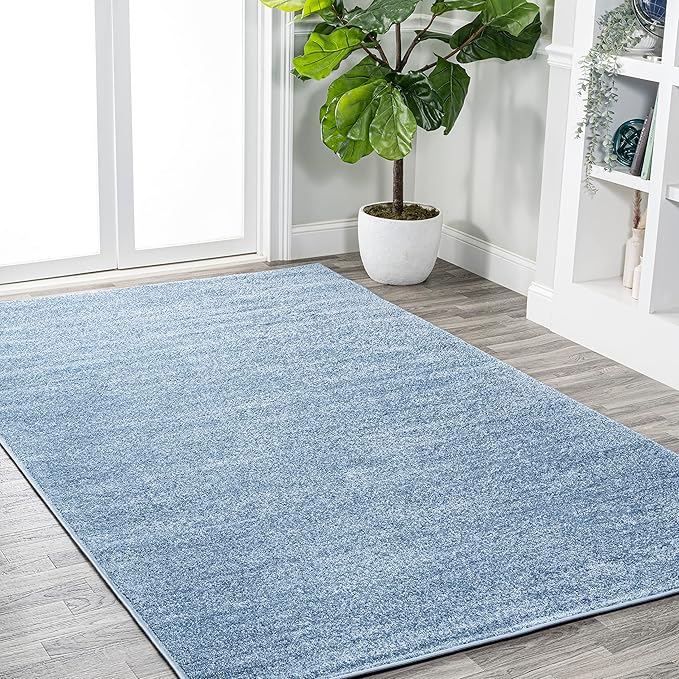 JONATHAN Y Haze Solid Low-Pile Classic Blue Indoor Area Rug 10x14, Coastal,Bohemian,Minimalist,Classic, Easy-Cleaning for Living Room,Bedroom,Kitchen,Pet Friendly,Non-Shedding (SEU100F-14)