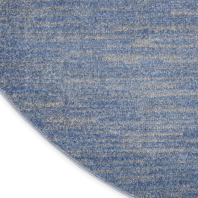 Nourison Home Nourison Essentials Blue Grey 8' x Round Area Rug - Easy Clean, Non Shedding, Bed Room, Living Room, Dining Room, Kitchen (8' x Round)