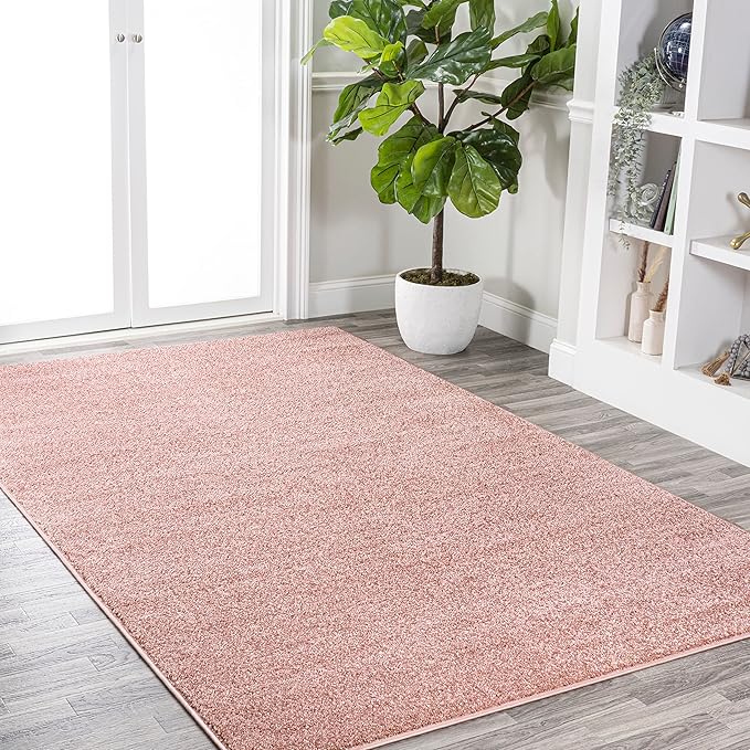 JONATHAN Y Haze Solid Low-Pile Pink Indoor Area Rug 5x8, Coastal,Bohemian,Minimalist,Classic, Easy-Cleaning for Living Room,Bedroom,Kitchen,Pet Friendly,Non-Shedding (SEU100P-5)