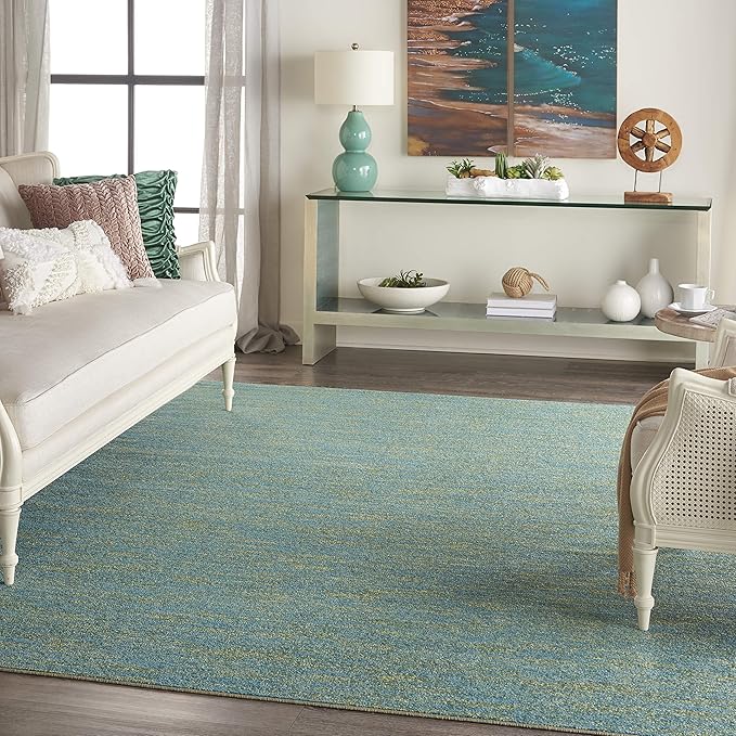 Nourison Home Nourison Essentials Blue Green 10' x 14' Area Rug - Easy Clean, Non Shedding, Bed Room, Living Room, Dining Room, Kitchen (10' x 14')