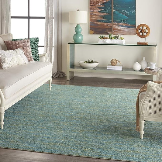 Nourison Home Nourison Essentials Blue Green 10' x 14' Area Rug - Easy Clean, Non Shedding, Bed Room, Living Room, Dining Room, Kitchen (10' x 14')