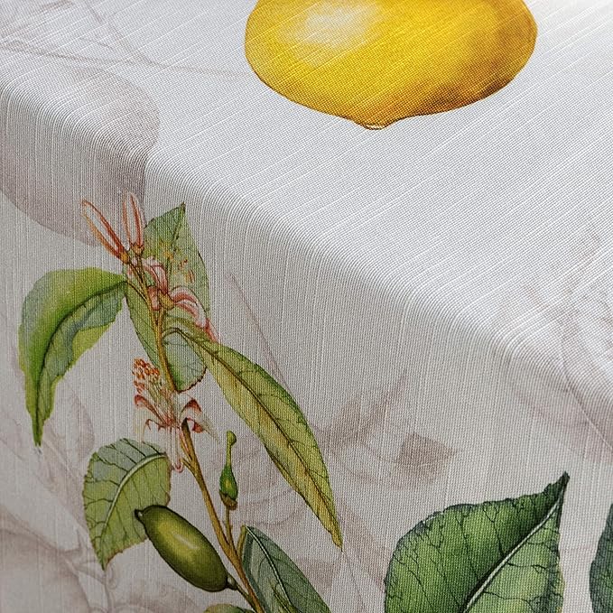 Maison d' Hermine Table Cloth Square Table 100% Cotton 60 x 60 Inches Tablecloth Reusable Decorative for Dining Room Farmhouse Home Valentines Day Decorations Spring Summer - Limoncello