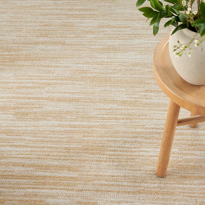 Nourison Home Nourison Essentials Ivory Gold 7' x Square Area Rug - Easy Clean, Non Shedding, Bed Room, Living Room, Dining Room, Kitchen (7' x Square)