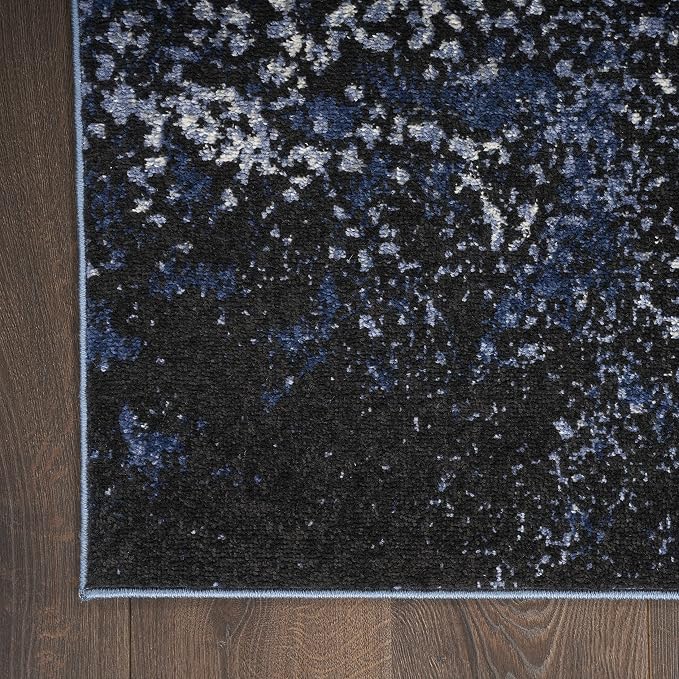 Nourison Passion Light Blue/Black 1'10'' x 2'10'' Area-Rug, Modern, Abstract, Easy-Cleaning, Non Shedding, Bed Room, Living Room, Dining Room, Kitchen, (2' x 3') (Pack of 3)