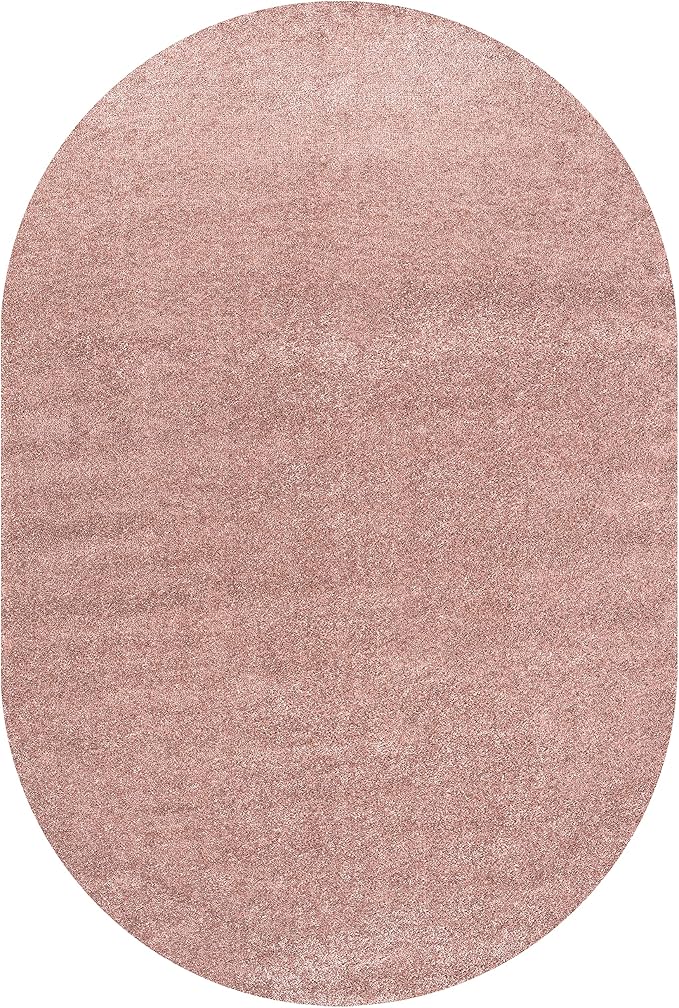 JONATHAN Y Haze Solid Low-Pile Pink 3x5 Oval Indoor Area Rug, Coastal,Bohemian,Minimalist,Classic, Easy-Cleaning for Living Room,Bedroom,Kitchen,Pet Friendly,Non-Shedding (SEU100P-3OV)