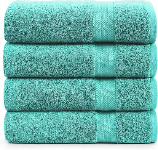 LANE LINEN 100% Cotton Premium Bath Sheets Set of 4 (35"x66") - Extra Large Bathroom Towels - Quick Drying, Low Lint, Soft & Absorbent Oversized Towel Sets - Holds Well After Multiple Washes - Teal