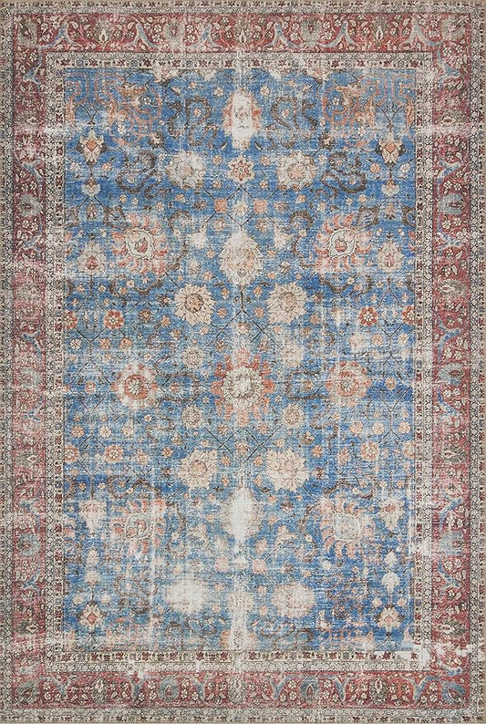 Loloi Loren Collection LQ-01 Blue/Brick 2'-6" x 7'-6" Runner Rug