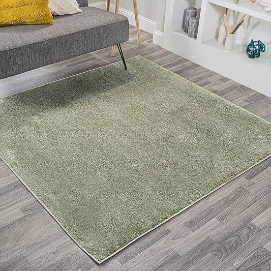 JONATHAN Y Haze Solid Low-Pile Green 6x6 Square Indoor Area Rug, Coastal,Bohemian,Minimalist,Classic, Easy-Cleaning for Living Room,Bedroom,Kitchen,Pet Friendly,Non-Shedding (SEU100O-6SQ)