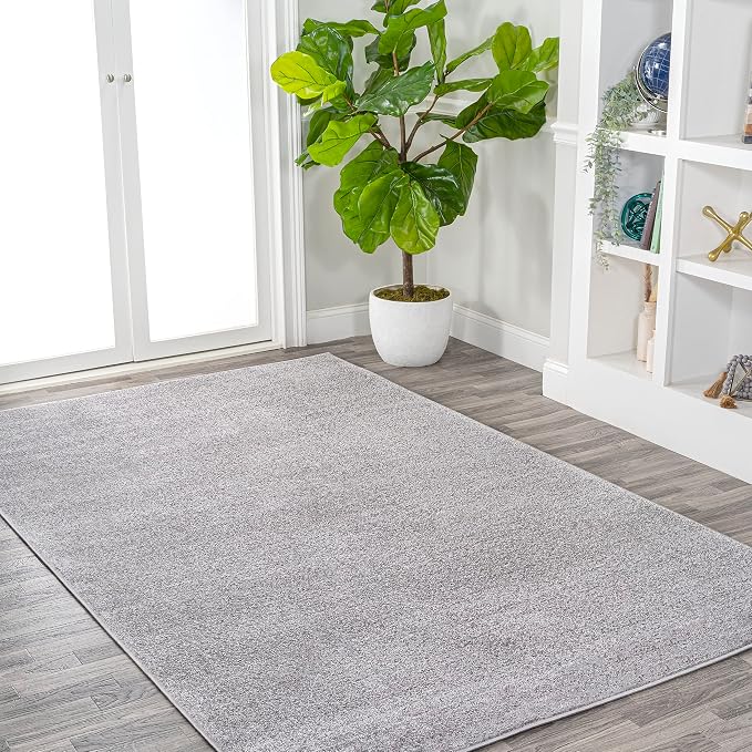 JONATHAN Y Haze Solid Low-Pile Light Gray Indoor Area Rug 9x12, Coastal,Bohemian,Minimalist,Classic, Easy-Cleaning for Living Room,Bedroom,Kitchen,Pet Friendly,Non-Shedding (SEU100K-9)