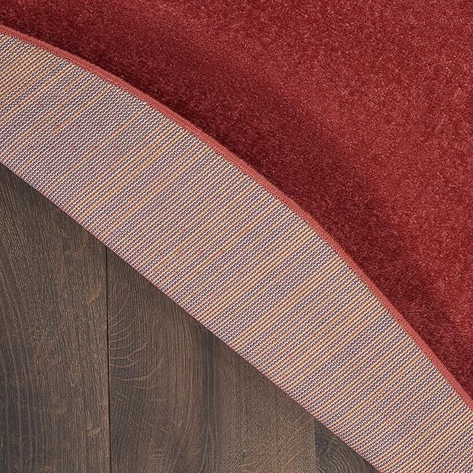 Nourison Home Nourison Essentials Brick Red 4' x Round Area Rug - Easy Clean, Non Shedding, Bed Room, Living Room, Dining Room, Kitchen (4' x Round)