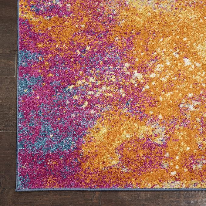 Nourison Home Passion Sunburst 1'10'' x 6' Area-Rug, Modern, Abstract, Easy-Cleaning, Non Shedding, Bed Room, Living Room, Dining Room, Kitchen, (6' Runner)