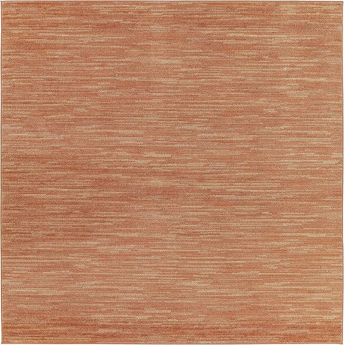 Nourison Home Nourison Essentials Rust 7' x Square Area Rug - Easy Clean, Non Shedding, Bed Room, Living Room, Dining Room, Kitchen (7' x Square)