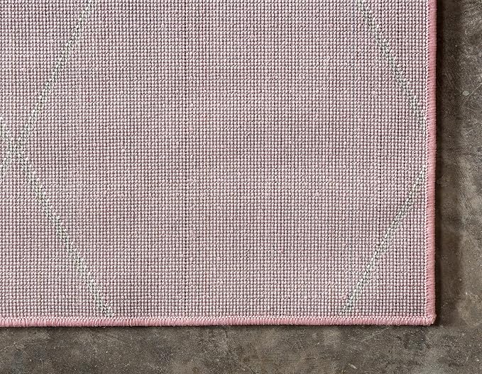 Unique Loom Trellis Frieze Collection Area Rug - Geometric (5' 1" x 8', Light Pink/ Ivory)