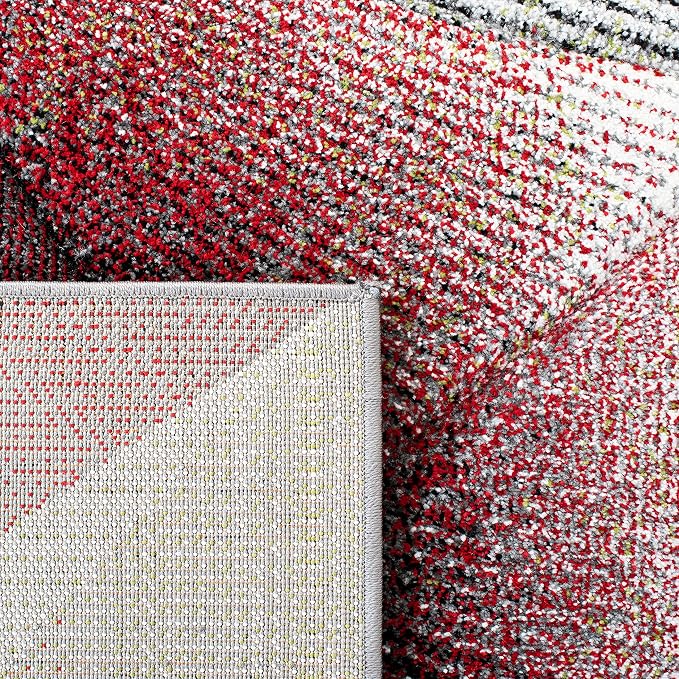 SAFAVIEH Hollywood Collection Runner Rug - 2'3" x 8', Grey & Red, Mid-Century Modern Design, Non-Shedding & Easy Care, Ideal for High Traffic Areas in Living Room, Bedroom (HLW715Q)