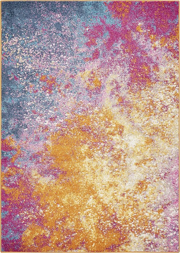 Nourison Home Passion Sunburst 5'3'' x 7'3'' Area-Rug, Modern, Abstract, Easy-Cleaning, Non Shedding, Bed Room, Living Room, Dining Room, Kitchen, (5' x 7')