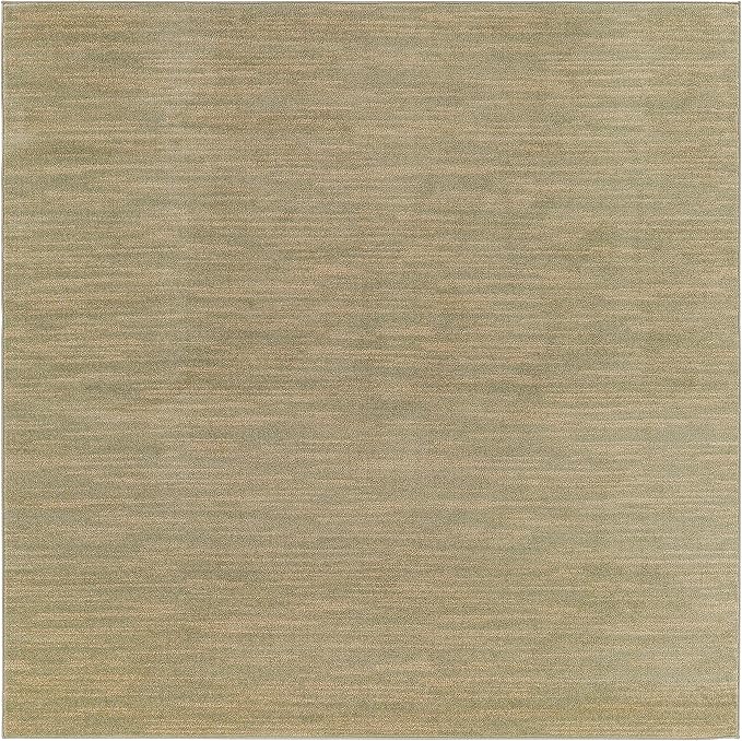 Nourison Home Nourison Essentials Green Gold 9' x Square Area Rug - Easy Clean, Non Shedding, Bed Room, Living Room, Dining Room, Kitchen (9' x Square)
